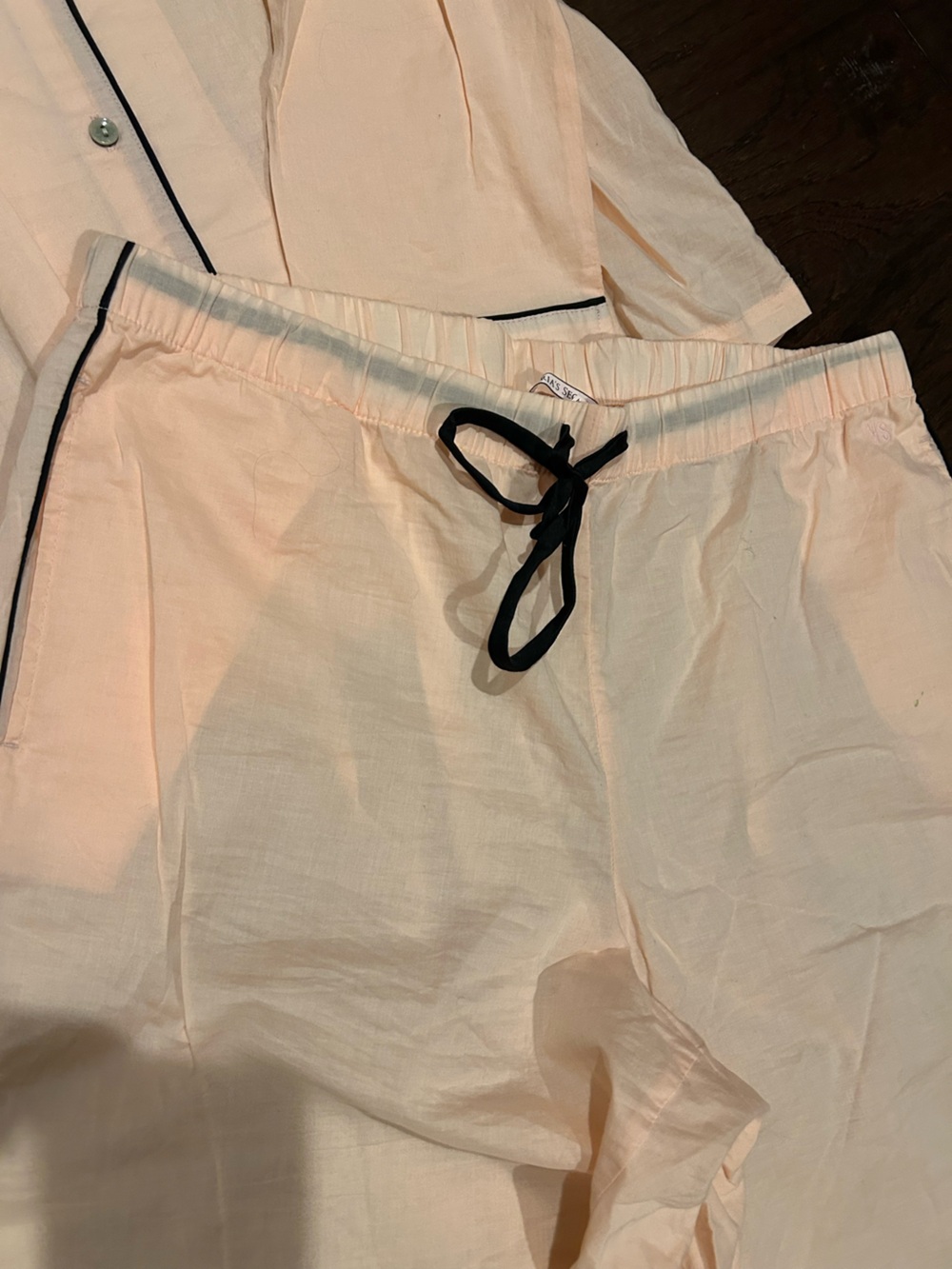 Victoria's Secret Pink Pajama Set with Black Piping Trim NWOT Large - Picture 5 of 9